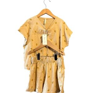 Rylee + Cru Mustard Pineapple Kids Two-Piece Matching Set